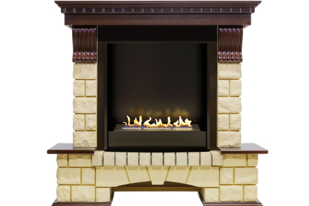 Биокамин в портале Firezo Pierre Luxe Темный дуб Шампань